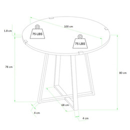 Τραπέζι Rubes Megapap Χρώμα Καρυδί - Ανθρακί 100x100x78εκ.