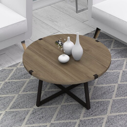 Τραπεζάκι Σαλονιού Mauricio Megapap Χρώμα Καρυδί - Ανθρακί 78x78x43εκ.