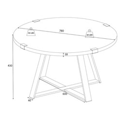 Τραπεζάκι Σαλονιού Mauricio Megapap Χρώμα Καρυδί - Ανθρακί 78x78x43εκ.