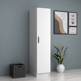 Ντουλάπα Ρούχων Ricardo Megapap Μονόφυλλη Χρώμα Λευκό 40x51,8x181εκ.