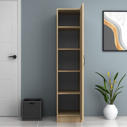 Ντουλάπα Ρούχων Ricardo Megapap Μονόφυλλη Χρώμα Φυσικό Οξιάς 40x51,8x181εκ.