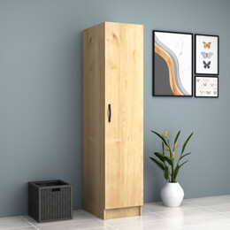 Ντουλάπα Ρούχων Ricardo Megapap Μονόφυλλη Χρώμα Φυσικό Οξιάς 40x51,8x181εκ.