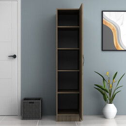 Ντουλάπα Ρούχων Ricardo Megapap Μονόφυλλη Χρώμα Καρυδί 40x51,8x181εκ.