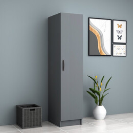 Ντουλάπα Ρούχων Ricardo Megapap Μονόφυλλη Χρώμα Ανθρακί 40x51,8x181εκ.