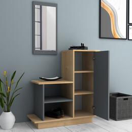 Έπιπλο Εισόδου Cute Megapap Χρώμα Φυσικό Οξιάς - Ανθρακί 90x35x95εκ.