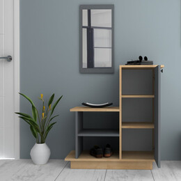 Έπιπλο Εισόδου Cute Megapap Χρώμα Φυσικό Οξιάς - Ανθρακί 90x35x95εκ.