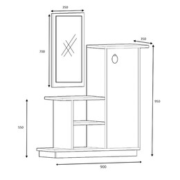 Έπιπλο Εισόδου Cute Megapap Χρώμα Φυσικό Οξιάς - Ανθρακί 90x35x95εκ.