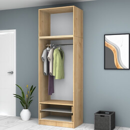 Ντουλάπα Ρούχων Ricardo Megapap Δίφυλλη με Πατάρι Χρώμα Φυσικό Οξιάς 80x51,8x240εκ.