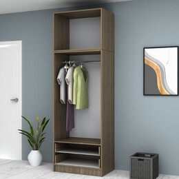 Ντουλάπα Ρούχων Ricardo Megapap Δίφυλλη με Πατάρι Χρώμα Καρυδί 80x51,8x240εκ.