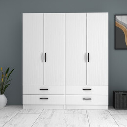 Ντουλάπα Ρούχων Ricardo Megapap Τετράφυλλη Χρώμα Λευκό 160x51,8x181εκ.
