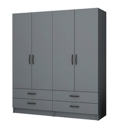 Ντουλάπα Ρούχων Ricardo Megapap Τετράφυλλη Χρώμα Ανθρακί 160x51,8x181εκ.
