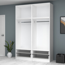 Ντουλάπα Ρούχων Ricardo Megapap Τετράφυλλη με Πατάρι Χρώμα Λευκό 160x51,8x240εκ.