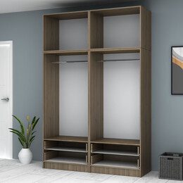 Ντουλάπα Ρούχων Ricardo Megapap Τετράφυλλη με Πατάρι Χρώμα Καρυδί 160x51,8x240εκ.