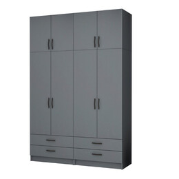 Ντουλάπα Ρούχων Ricardo Megapap Τετράφυλλη με Πατάρι Χρώμα Ανθρακί 160x51,8x240εκ.