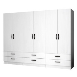 Ντουλάπα Ρούχων Ricardo Megapap Εξάφυλλη Χρώμα Λευκό 240x51,8x181εκ.