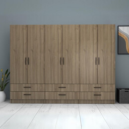 Ντουλάπα Ρούχων Ricardo Megapap Εξάφυλλη Χρώμα Καρυδί 240x51,8x181εκ.