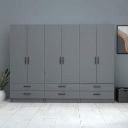 Ντουλάπα Ρούχων Ricardo Megapap Εξάφυλλη Χρώμα Ανθρακί 240x51,8x181εκ.