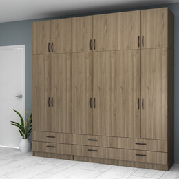 Ντουλάπα Ρούχων Ricardo Megapap Εξάφυλλη με Πατάρι Χρώμα Καρυδί 240x51,8x240εκ.