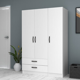 Ντουλάπα Ρούχων Ricardo Megapap Τρίφυλλη Χρώμα Λευκό 120x51,8x181εκ.
