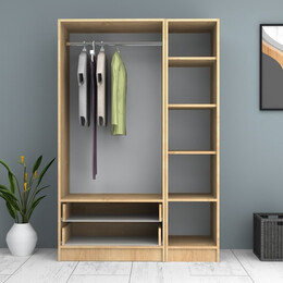 Ντουλάπα Ρούχων Ricardo Megapap Τρίφυλλη Χρώμα Φυσικό Οξιάς 120x51,8x181εκ.