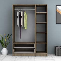 Ντουλάπα Ρούχων Ricardo Megapap Τρίφυλλη Χρώμα Καρυδί 120x51,8x181εκ.