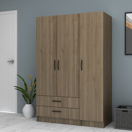 Ντουλάπα Ρούχων Ricardo Megapap Τρίφυλλη Χρώμα Καρυδί 120x51,8x181εκ.