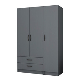 Ντουλάπα Ρούχων Ricardo Megapap Τρίφυλλη Χρώμα Ανθρακί 120x51,8x181εκ.