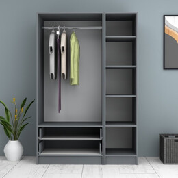 Ντουλάπα Ρούχων Ricardo Megapap Τρίφυλλη Χρώμα Ανθρακί 120x51,8x181εκ.