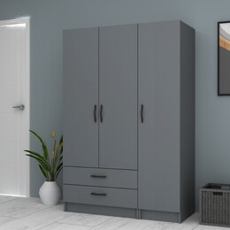 Ντουλάπα Ρούχων Ricardo Megapap Τρίφυλλη Χρώμα Ανθρακί 120x51,8x181εκ.