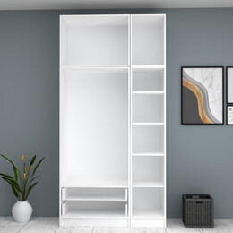 Ντουλάπα Ρούχων Ricardo Megapap Τρίφυλλη με Πατάρι Χρώμα Λευκό 120x51,8x240εκ.