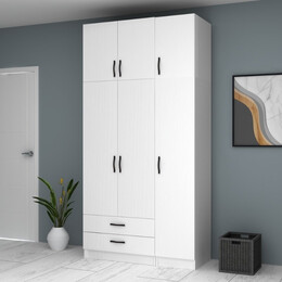 Ντουλάπα Ρούχων Ricardo Megapap Τρίφυλλη με Πατάρι Χρώμα Λευκό 120x51,8x240εκ.