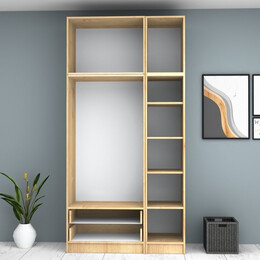 Ντουλάπα Ρούχων Ricardo Megapap Τρίφυλλη με Πατάρι Χρώμα Φυσικό Οξιάς 120x51,8x240εκ.