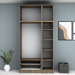 Ντουλάπα Ρούχων Ricardo Megapap Τρίφυλλη με Πατάρι Χρώμα Καρυδί 120x51,8x240εκ.