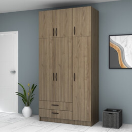 Ντουλάπα Ρούχων Ricardo Megapap Τρίφυλλη με Πατάρι Χρώμα Καρυδί 120x51,8x240εκ.