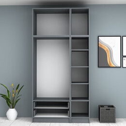 Ντουλάπα Ρούχων Ricardo Megapap Τρίφυλλη με Πατάρι Χρώμα Ανθρακί 120x51,8x240εκ.