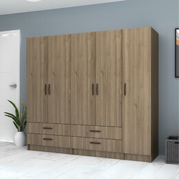 Ντουλάπα Ρούχων Ricardo Megapap Πεντάφυλλη Χρώμα Καρυδί 200x51,8x181εκ.