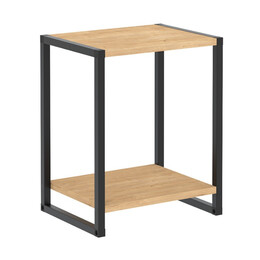 Κομοδίνο Gina Megapap Χρώμα Sapphire oak - Μαύρο 39x30x48εκ.