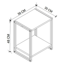 Κομοδίνο Gina Megapap Χρώμα Sapphire oak - Μαύρο 39x30x48εκ.
