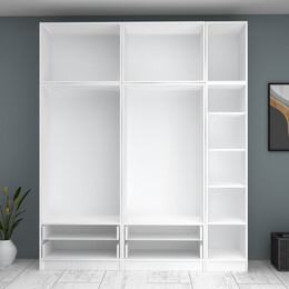 Ντουλάπα Ρούχων Ricardo Megapap Πεντάφυλλη με Πατάρι Χρώμα Λευκό 200x51,8x240εκ.