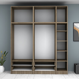 Ντουλάπα Ρούχων Ricardo Megapap Πεντάφυλλη με Πατάρι Χρώμα Καρυδί 200x51,8x240εκ.