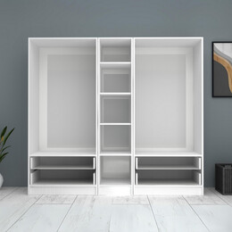 Ντουλάπα Ρούχων Ricardo Megapap Πεντάφυλλη Χρώμα Λευκό 200x51,8x181εκ.