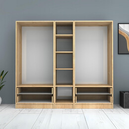 Ντουλάπα Ρούχων Ricardo Megapap Πεντάφυλλη Χρώμα Φυσικό Οξιάς 200x51,8x181εκ.