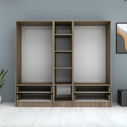 Ντουλάπα Ρούχων Ricardo Megapap Πεντάφυλλη Χρώμα Καρυδί 200x51,8x181εκ.