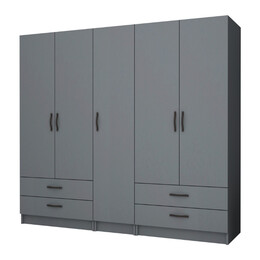 Ντουλάπα Ρούχων Ricardo Megapap Πεντάφυλλη Χρώμα Ανθρακί 200x51,8x181εκ.