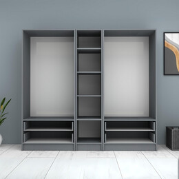 Ντουλάπα Ρούχων Ricardo Megapap Πεντάφυλλη Χρώμα Ανθρακί 200x51,8x181εκ.