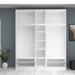 Ντουλάπα Ρούχων Ricardo Megapap Πεντάφυλλη με Πατάρι Χρώμα Λευκό 200x51,8x240εκ.