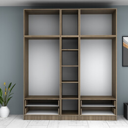 Ντουλάπα Ρούχων Ricardo Megapap Πεντάφυλλη με Πατάρι Χρώμα Καρυδί 200x51,8x240εκ.