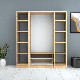 Ντουλάπα Ρούχων Ricardo Megapap Τετράφυλλη Χρώμα Φυσικό Οξιάς 160x51,8x181εκ.