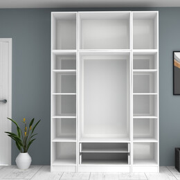 Ντουλάπα Ρούχων Ricardo Megapap Τετράφυλλη με Πατάρι Χρώμα Λευκό 160x51,8x240εκ.