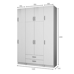 Ντουλάπα Ρούχων Ricardo Megapap Τετράφυλλη με Πατάρι Χρώμα Φυσικό Οξιάς 160x51,8x240εκ.